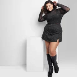 Women's Rhinestone Mesh Mock Turtleneck Top - Wild Fable™ -Trendy Wear Women Store GUEST f4c60f9d c05b 482a adfc 2e176c1b92d5