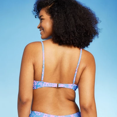 Women's Paisley Print Cut Out Bralette Bikini Top - Wild Fable™ Blue/Pink 4 Women's Paisley Print Cut Out Bralette Bikini Top - Wild Fable™ Blue/Pink - Image 4